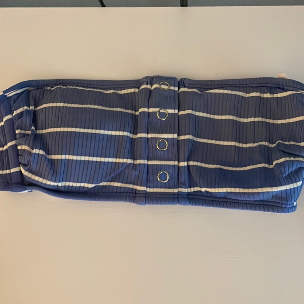 Target blue and white striped bikini top